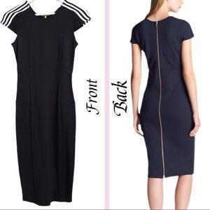 Navy pencil dress with white stripe Size XS
